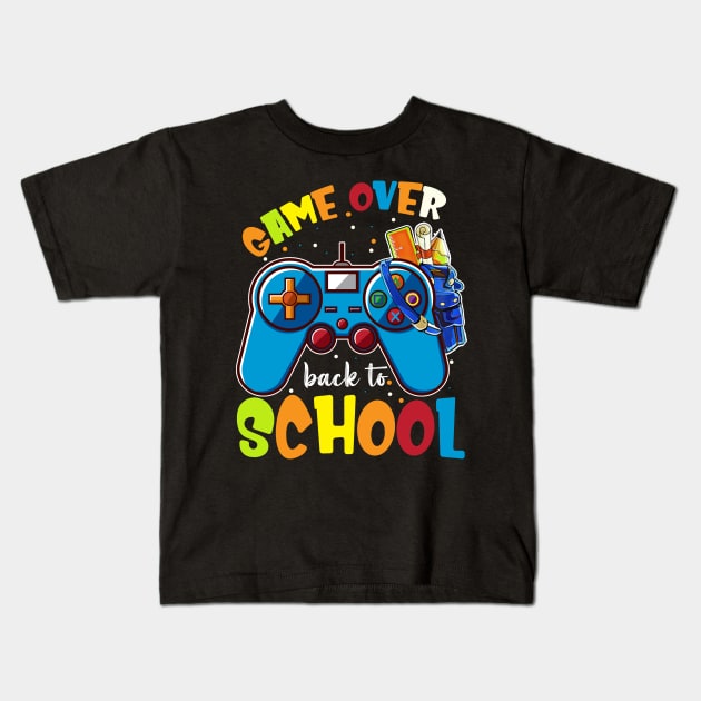 Back to School Funny Game Over Teacher Student Controller Kids T-Shirt by Sky full of art